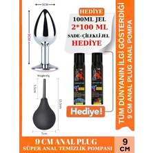 Aşkın Deposu Deromeya Health -96-Mükemmel Çelik 9 cm Elmas Taşlı + Anal Plug 9 cm + Anal Temizlik Pompası Süper Set Süper Kaydırıcı Jel+ 2*100 ml Jel Avantajlı Paket