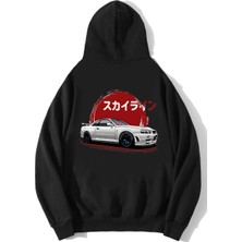 Brz Collection Unisex Oversize R34 Jdm Skyline Hoodie Siyah