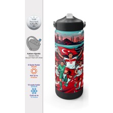 Coral High Kırmızı Beyaz Milli Takım Desenli Pipetli ve Direkt Içim Çelik Termos 650 ml 38402