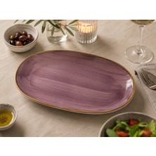 Bonnami Aura Blackberry Oval Kayık Tabak 19X11 cm Meze Kahvaltı Sunum Tabağı Porselen