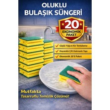 Özssay Oluklu Bulaşık Süngeri 5'li 4 Paket Güçlü Yağ ve Kir Temizleyici Çift Katmanlı Dayanıklı Mutfak Temizlik Süngeri Ekonomik Paket