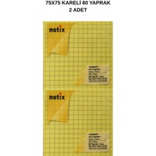 Notix 75X75 80 Yaprak Kareli Yapışkanlı Not Kağıdı 2’li