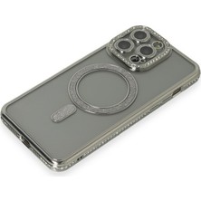 Özssay iPhone 15 Pro Kılıf Joke Simli Magneticsafe Kılıf - Gri