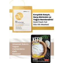 3 Katmanlı Gold Göz Maske ve Gözenek Bakımı Yapan, Canlandıran, %100 Pamuk Kefir Maske Seti