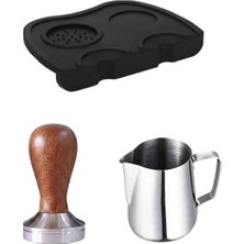 Vestron Espresso 3lu Set| Ahşap Tamper Sut Potu Espresso Mat2
