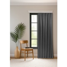Gauze Fabric Design Safir Kadife Dokulu Yüksek Kaliteli Antrasit Ekstraforlu Fon Perde