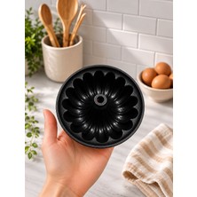 Sihome Mini Döküm Kek Kalıbı Yapışmaz Granit Kaplamalı Dilimli Kek Kalıbı Siyah