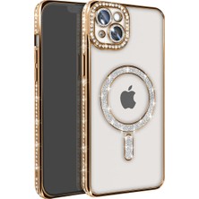 Özssay iPhone 14 Kılıf Joke Simli Magneticsafe Kılıf - Gold