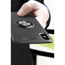 Özssay iPhone Xs Max Kılıf Range Yüzüklü Silikon - Siyah-Mavi