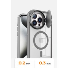 Özssay iPhone 15 Pro Kılıf Teleskop Lens Magsafe Silikon Kapak - Pembe