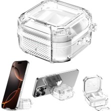 MobaxAksesuar Samsung Galaxy Buds 4 Pro / Buds 4 ile Uyumlu Kılıf Standlı Kilitli Tpu Premium Matte Trip Case
