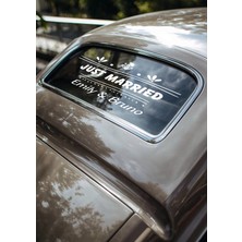 Lora Wedding Gelin Arabası Cam Yazısı İsme Özel 38cm Beyaz | Çiçek desenli, “Just Married”  ve İsimleriniz Yazılı Düğün, Nikah, Nişan İçin Araba Cam Yazısı Sticker, Folyo, Vinil