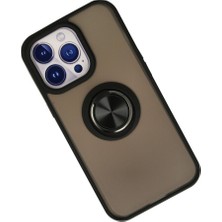 Özssay iPhone 13 Pro Kılıf Montreal Yüzüklü Silikon Kapak - Siyah