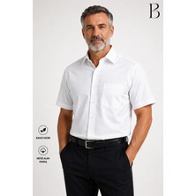 BURSPA Rahat Kesim Klasik Pamuklu Kısa Kol Erkek Baba Gömlek