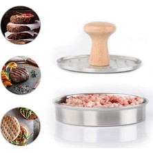 Unbranded Paslanmaz Metal Gövdeli Ahşap Saplı Hamburger Presi
