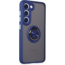 Özssay Galaxy S23 Kılıf Montreal Yüzüklü Silikon Kapak - Lacivert