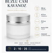 Özden Ambalaj 50 ml Buzlu Cam Kozmetik Kavanozu | Gümüş Alüminyum Kapaklı Krem ve Balm Kabı