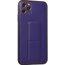 Özssay iPhone 11 Pro Max Kılıf Coco Deri Standlı Kapak - Mor