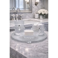 UltraMint Şık Kristal Detaylı 4’lü Banyo Aksesuar Seti