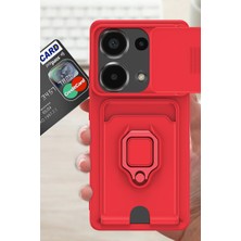 Özssay Redmi Note 13 Pro 4g Kılıf Zuma Kartvizitli Yüzüklü Silikon - Kırmızı