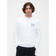 Gap Erkek Beyaz Logo Fleece Sweatshirt