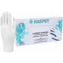 Has-pet Haspet Lateks Pudrasız Muayene Eldiveni 100'LÜ L