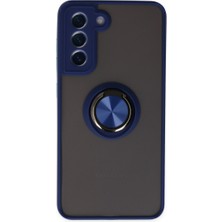 Özssay Galaxy S21 Fe Kılıf Montreal Yüzüklü Silikon Kapak - Lacivert