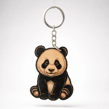 Tamgacrafts Ahşap Panda Anahtarlık & Çanta Süsü (Charm) Kişiye Özel Isim ve Tarih Yazılabilir