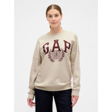 Gap Kadın Krem Oversized Grafik Sweatshirt