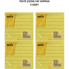 Notix 75X75 80 Yaprak Çizgili Yapışkanlı Not Kağıdı 2’li 2 Paket