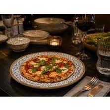 Bonnami Calif Gourmet Düz Tabak 32 cm Büyük Servis Tabağı Pizza Sunum Porselen Tabak