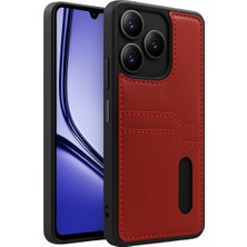 Özssay Realme Note 50 4g Kılıf Sara Kartvizitli Deri Kılıf - Kırmızı