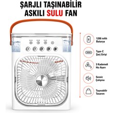 Dexmon Şarjlı Taşınabilir Masaüstü Askılı Sulu Fan  Mini Vantilatör Soğutucu Klima Etkili 3 Kademeli Type-C5 W Güçte Sessiz Çalışma Özelliği ile Etkili