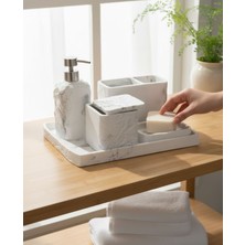 UltraMint Lüx 5 Parça Beyaz Silver Banyo Seti, Şık ve Zarif Tasarım
