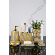 UltraMint 8 Parça Beton Banyo Seti, Çiçekli Saksı, Sabunluk, Diş Fırçalık, Tütsülük