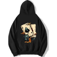 Brz Collection Unisex Oversize Poker Cards Hoodie Siyah
