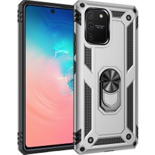 Özssay Galaxy A91 / S10 Lite Kılıf Sofya Yüzüklü Silikon Kapak - Gümüş