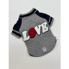 Miniş Pet Butik Lacivert Love Nakışlı Kedi Köpek Kolej Mont