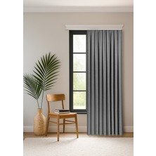 Gauze Fabric Design Safir Kadife Dokulu Yüksek Kaliteli Gri Ekstraforlu Fon Perde