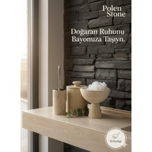 UltraMint El Yapımı Doğal Traverten Banyo Aksesuar Seti, Bej, 3'lü Takım