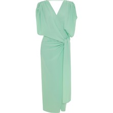 Kameya Drape Detaylı Midi Elbise