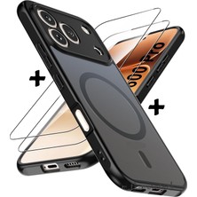M.TK Moveteck Honor 600 Pro Kılıf Mat Magsafe Şarj Özellikli Hassas Butonlu Yumuşak Renkli Kenarlı Kapak + 9h Ekran Koruyucu Cam Set 2in1