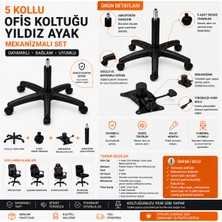 Kübra Büro Ofis Koltuğu Mekanizmalı Tamir Seti Plastik Yıldız Ayak Amortisör ve Tilt Mekanizması