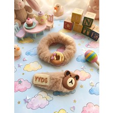 Ca Shopping Ayıcık Donut Figürlü Ikili Kahverengi Peluş Toka Seti