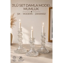 Nandy Home 3’lü Set Damla Model Cam Mumluk & Şamdan