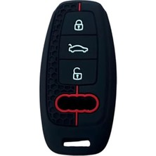 Die Grup Autohan Keys Audi Anahtar Kılıfı, A3 2021-2022, A6L, A7, A8, Q8, E-Tron, C8, D5 Modelleri Için Uyumlu, Siyah Kırmızı Çizgili Petek Desenli
