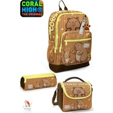 Coral High Kids Kapibara Desenli Dört Bölmeli Okul Sırt Çantası,beslenme Çantası,kalem Çantası Set