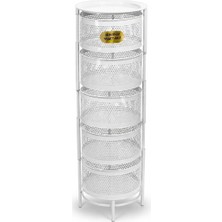 Metes Kitchen Yana Açılır Metal 5 Bölmeli Sebzelik Meyvelik Patates Soğanlık