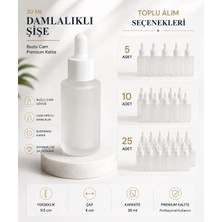 Özden Ambalaj 30 ml Buzlu Cam Dropper Damlalıklı Şişe Beyaz Pipetli Serum ve Esans Şişesi