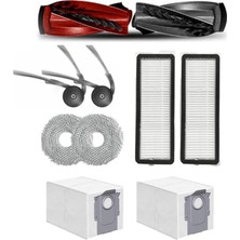RotRever 10 Parça Roborock Qrevo C / Qrevo Edge Uyumlu Fırça,hepa Filtre,mop Paspas,toz Torbalı Yedek Parça Seti